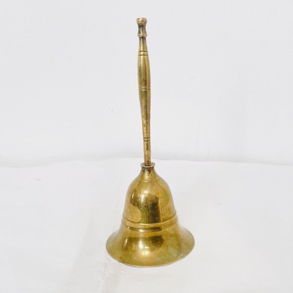 Vintage India Brass Etched Hand Bell 7 in. Dinner Service Bell Home Decor - Picture 3 of 8